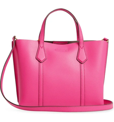 Shop Tory Burch Small Perry Triple Compartment Leather Satchel In Crazy Pink