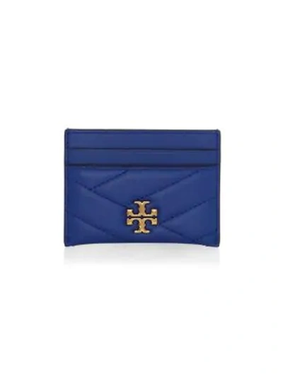 Shop Tory Burch Women's Kira Chevron Leather Card Case In Nautical Blue
