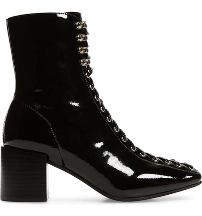 Shop Jeffrey Campbell Belmondo Lace-up Boot In Black Crinkle Patent