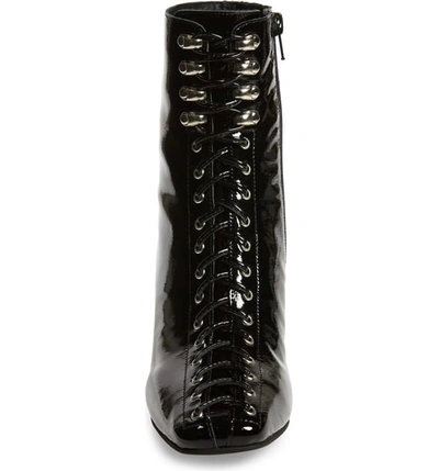 Shop Jeffrey Campbell Belmondo Lace-up Boot In Black Crinkle Patent