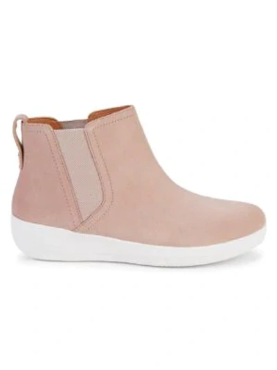 Shop Fitflop Suede Flat Ankle Boots In Cool Taupe