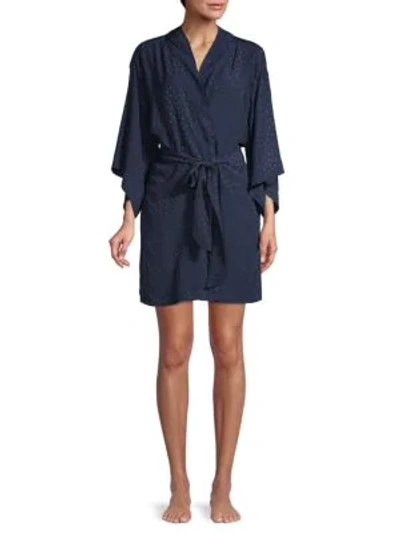 Shop Onia Triangle-print Kimono-sleeve Robe Cover-up In Blue Shadow