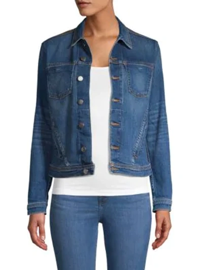 Shop L Agence Celine Cotton-blend Jacket In Blue