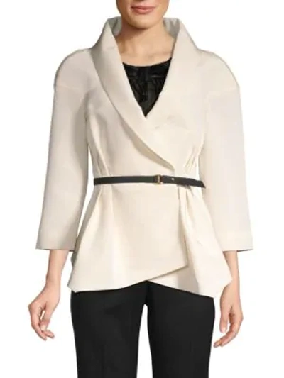 Shop Carolina Herrera Belted Silk Jacket In Ivory