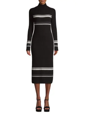 black knit turtleneck dress