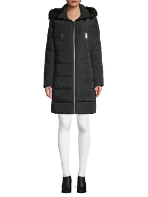 michael kors faux fur trim puffer coat