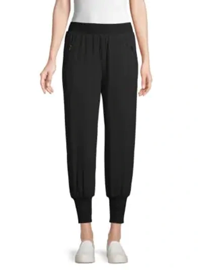 Shop L Agence Cotton-blend Jogger Pants In Black