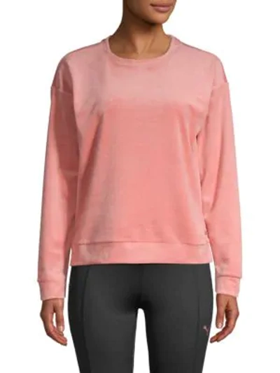 Shop Marc New York Long-sleeve Velvet Sweatshirt In Dusty Rose