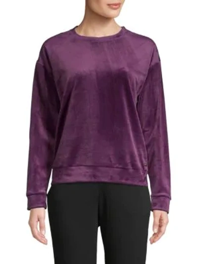 Shop Marc New York Long-sleeve Velvet Sweatshirt In Spiced Plum