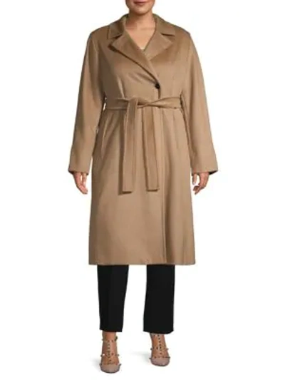 Shop Marina Rinaldi Camel Hair Wrap Coat