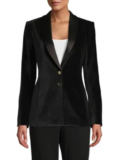 Shop Alice And Olivia Shawl-collar Long-sleeve Blazer In Black