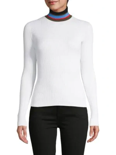 Shop Proenza Schouler Turtleneck Cotton-blend Pullover Sweater In Off White