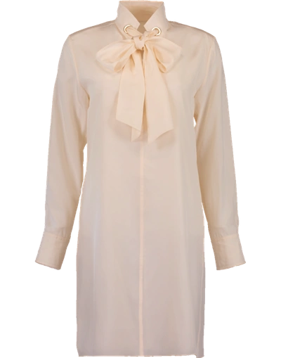 Shop Chloé Neck Tie Silk Dress In Cream