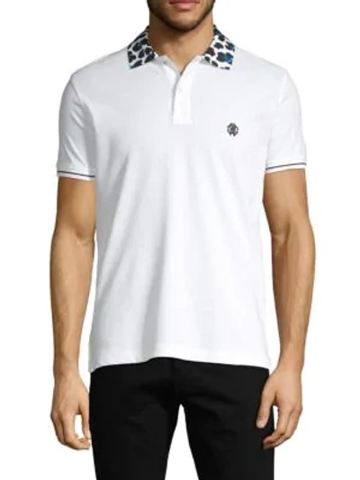 Shop Roberto Cavalli Logo Cotton Polo In White