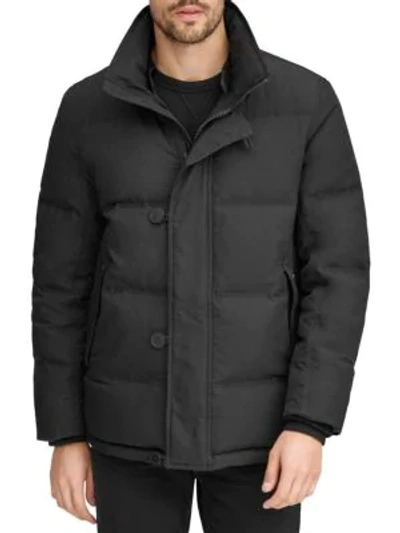 Shop Andrew Marc Bryant Rabbit Fur-collar Mid-length Down Puffer In Black