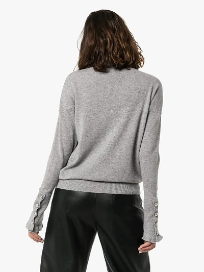 Shop Chloé Cashmere Ruffle Detail Sweater In Grey