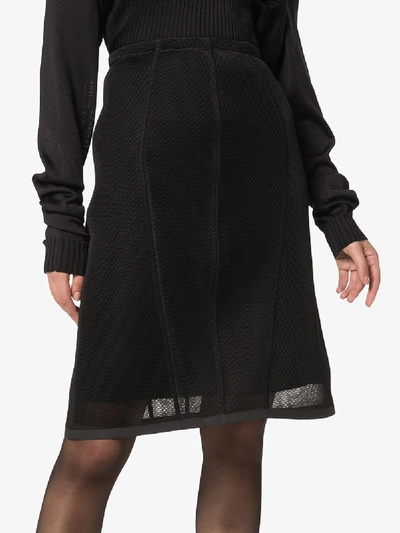 Shop Fendi Micromesh Skirt In Black