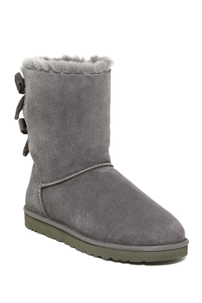 Shop Ugg Bailey Twinface Genuine Shearling & Bow Corduroy Boot In Grey
