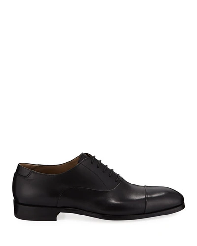 Shop Magnanni Men's Leather Cap-toe Oxford Shoes In Black