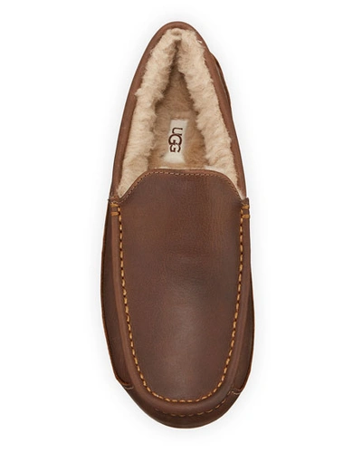 Shop Ugg Men's Ascot Leather Slippers In Brown