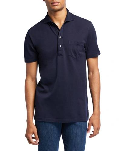 Shop Ralph Lauren Men's Jersey Pocket Polo Shirt, Navy