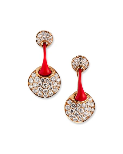 Shop Etho Maria Red 18k Rose Gold Diamond Round Drop Earrings