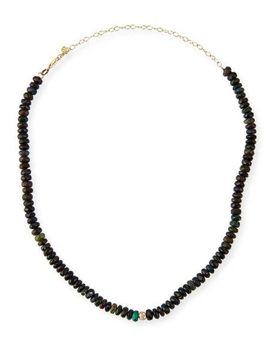 Shop Sydney Evan 14k Diamond-bead Ethiopian Opal Necklace In Blue