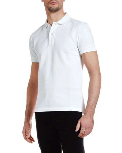 Shop Tom Ford Men's Pique-knit Polo Shirt, White