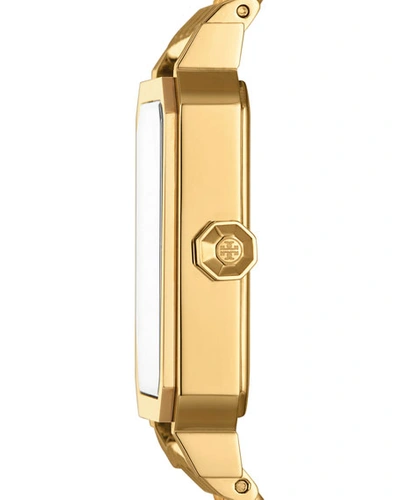 Shop Tory Burch 27mm Robinson Bracelet Watch W/ Moving Logo, Gold