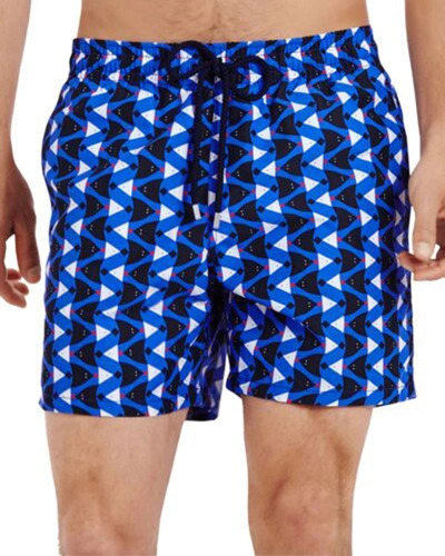 Shop Vilebrequin Men's Moorea Re Mi Fa Soles Swim Trunks In Bleu Royal