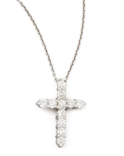 Shop Roberto Coin 18" White Gold Diamond Cross Pendant Necklace, 0.45ct