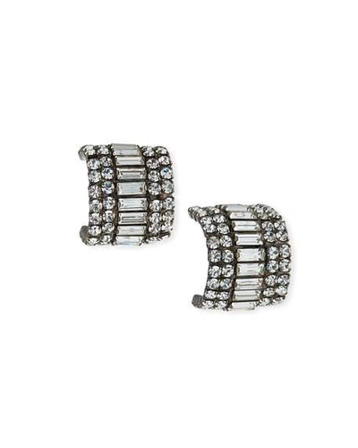 Shop Elizabeth Cole Karen Crystal Huggie Earrings In Silver