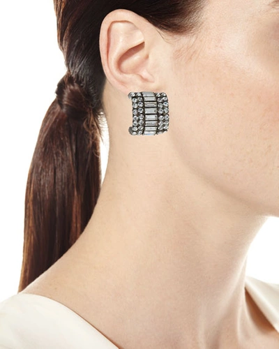 Shop Elizabeth Cole Karen Crystal Huggie Earrings In Silver