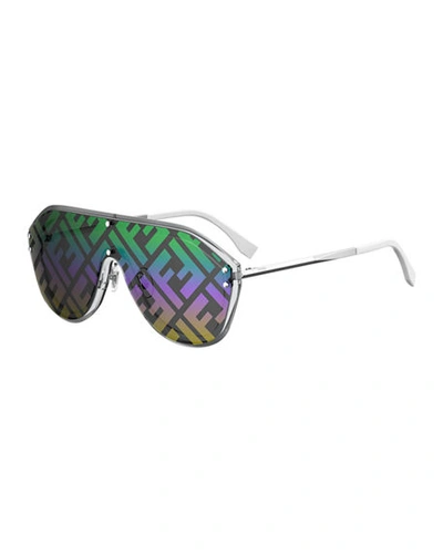 Shop Fendi Ff Shield Sunglasses In Multi/silver