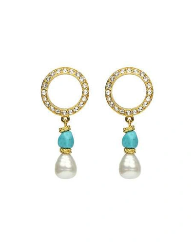 Shop Ben-amun Pearly Turquoise-stone Dangle Earrings In Blue