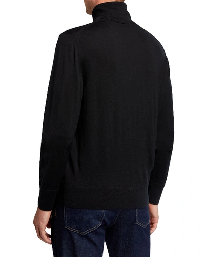 Shop Tom Ford Men's Long-sleeve Turtleneck Merino Wool Sweater In Black