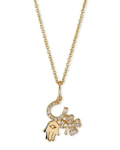 Shop Sydney Evan 14k Diamond Luck & Protection Trio Necklace In Gold