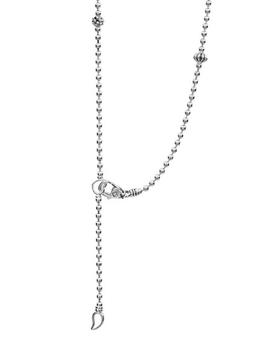 Shop Lagos Caviar Icon Fluted Station Necklace In Silver