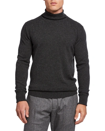 Shop Salle Privée Men's Arvid Cashmere Turtleneck Sweater In Gray