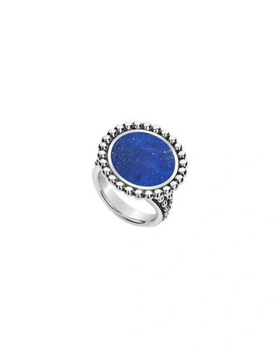 Shop Lagos Maya Round 16mm Inlay Ring In Lapis