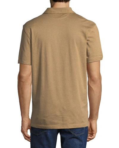 Shop Tom Ford Heathered Jersey Short-sleeve Polo Shirt In Camel