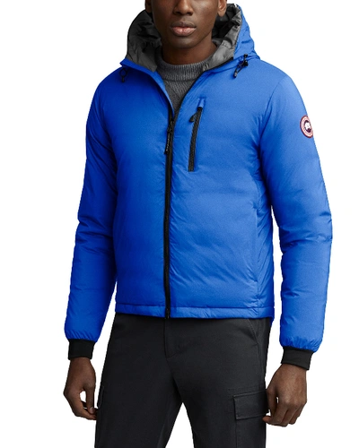 Shop Canada Goose Men's Lodge Pbi Hoody Puffer Jacket In Royal Pbi Blue