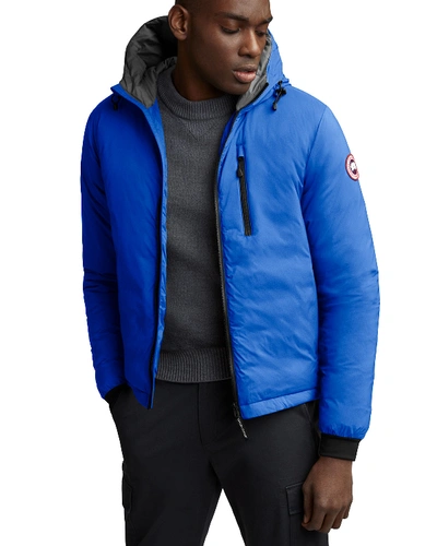 Shop Canada Goose Men's Lodge Pbi Hoody Puffer Jacket In Royal Pbi Blue