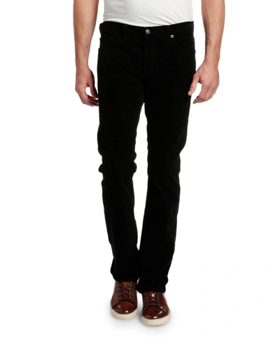 Shop Tom Ford Men's Straight-leg Corduroy Stretch Pants In Black