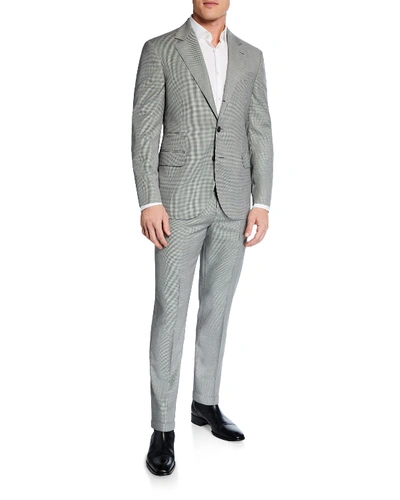 Shop Brunello Cucinelli Men's Micro-houndstooth Two-piece Wool Suit In Gray