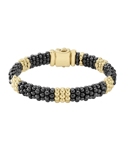 Shop Lagos Black Caviar & 18k Gold Station Bracelet