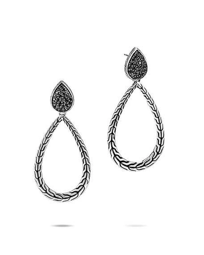 Shop John Hardy Classic Chain Black Spinel Pear-drop Earrings In Black Sapphire