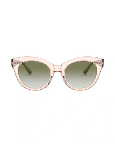 Shop Oliver Peoples Georgica Acetate Cat-eye Sunglasses In Light Silk