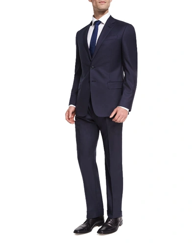 Shop Giorgio Armani Two-button Soft Basic Suit, Navy