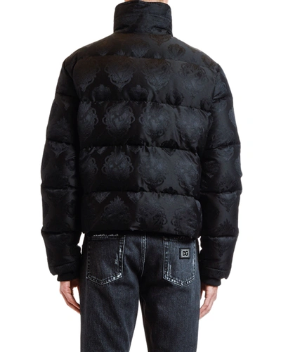 Shop Dolce & Gabbana Men's Jacquard Quilted Puffer Bomber Jacket In Black